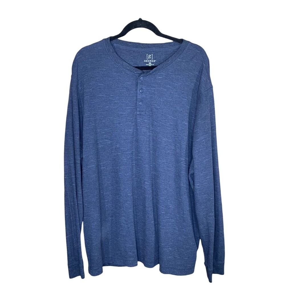 George Long-Sleeve Henley Shirt Thermal Casual Soft Knit 3 Button Closure SZ 3X